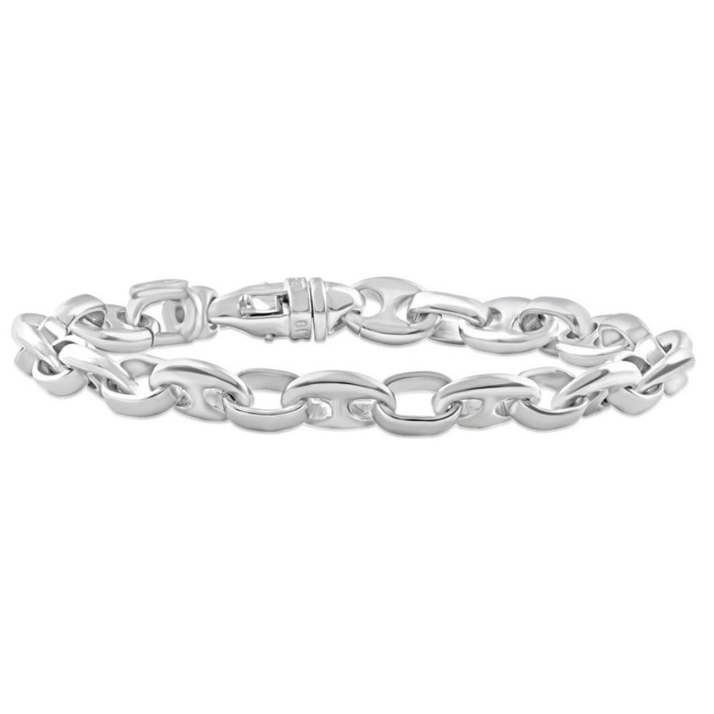 Men's Steel Single Tone Double Hole Oval Clasp 7mm Link 8.5 